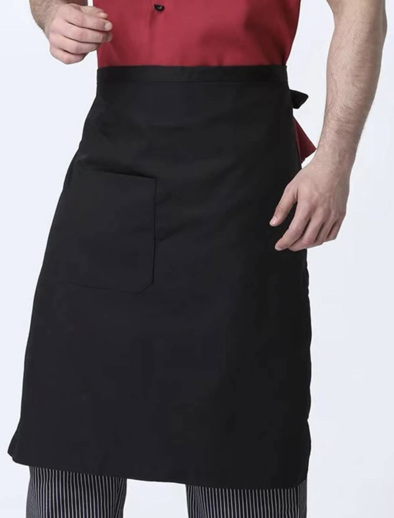Delantal medio cuerpo negro con bolsillo